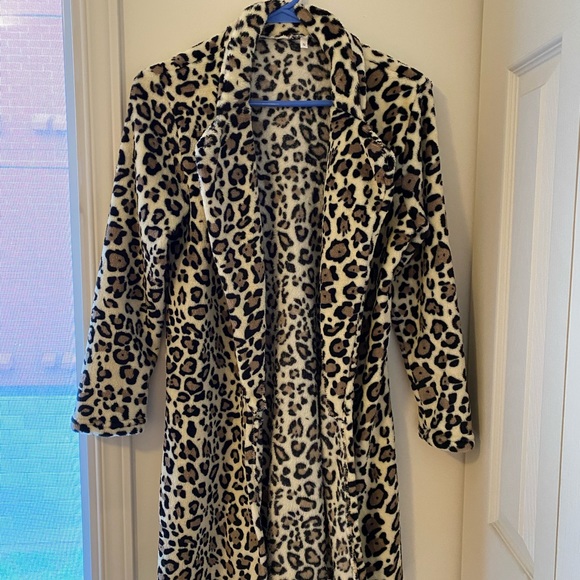 Leopard print casual faux fur cardigan - Picture 4 of 4